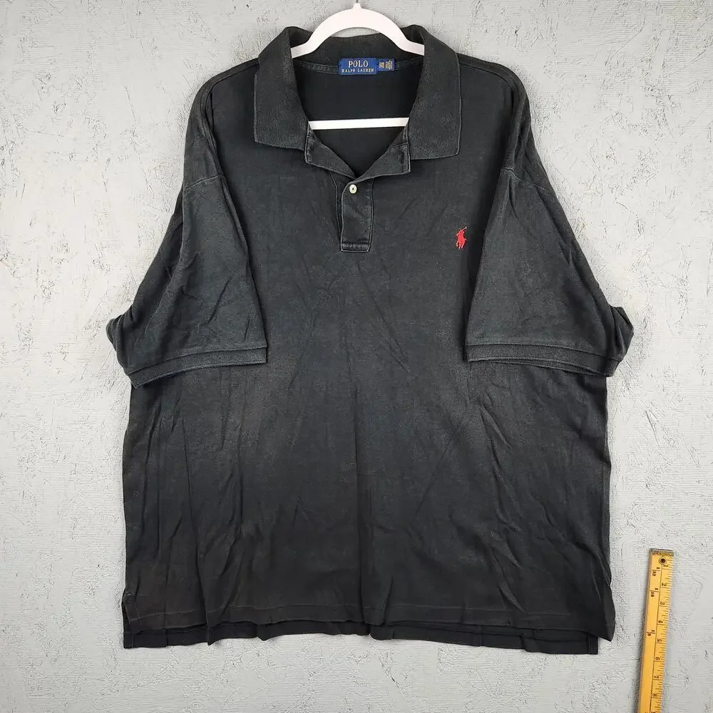 Polo Ralph Lauren Polo Shirt Mens 2XB Big Black Red Small Pony Logo Short Sleeve